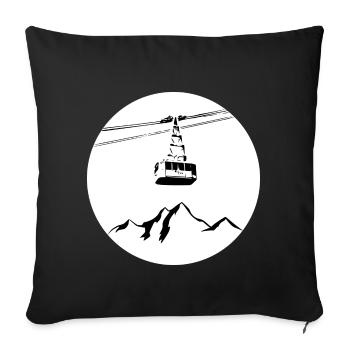 Berg mit Gondel schwarz - Sofakissenbezug 45 x 45 cm - Schwarz - Vorne