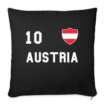 Cadeau de fan de l'équipe de football du drapeau de l'Autriche - Housse de coussin décorative 45 x 45 cm - noir - Devant