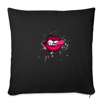 lips - Sofa pillowcase 17,3'' x 17,3'' (45 x 45 cm) - black - Front
