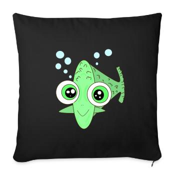 Fisch Fische Glubschaugen Comicstyle Aquaristik - Sofakissenbezug 45 x 45 cm - Schwarz - Vorne