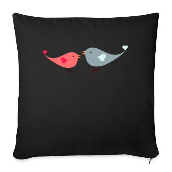 Decorated love birds - Sofa pillowcase 17,3'' x 17,3'' (45 x 45 cm) - black - Front
