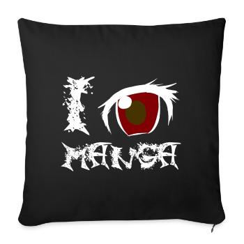J'adore les mangas - Housse de coussin décorative 45 x 45 cm - noir - Devant
