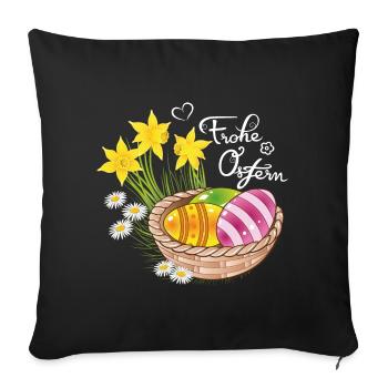 Joyeuses Pâques Panier de Pâques Oeufs de Pâques Oeufs de Pâques - Housse de coussin décorative 45 x 45 cm - noir - Devant