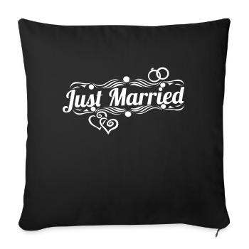Mariage cadeau mariage couple fiancé - Housse de coussin décorative 45 x 45 cm - noir - Devant