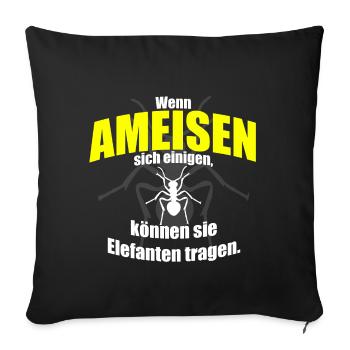 Ant ants - Sofa pillowcase 17,3'' x 17,3'' (45 x 45 cm) - black - Front