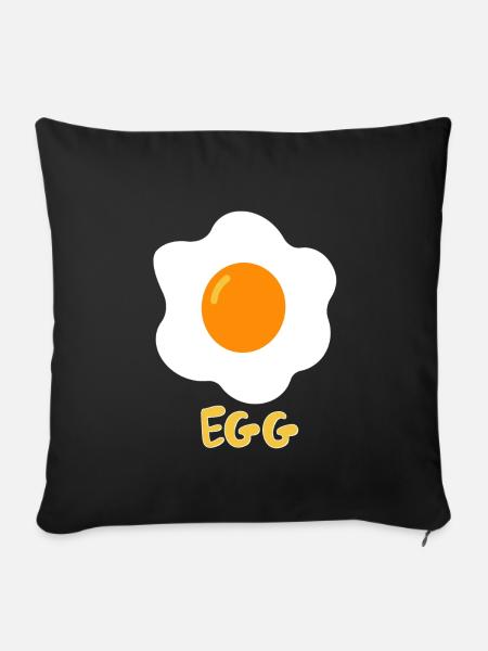 Spiegelei Ei Essen Egg - Sofakissenbezug 45 x 45 cm - Schwarz