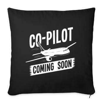 Co-pilote Coming Soon, parents Mama papa pilote professionnel - Housse de coussin décorative 45 x 45 cm - noir - Devant