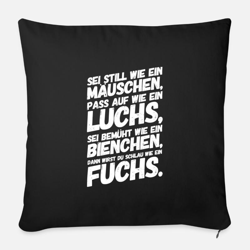 Einschulung Schulanfang Schulbeginn Tiere - Sofakissenbezug 45 x 45 cm - Schwarz