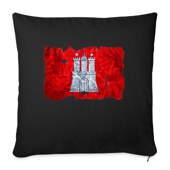 Hamburg Fahne / Flagge vintage use look - Sofakissenbezug 45 x 45 cm - Schwarz - Vorne