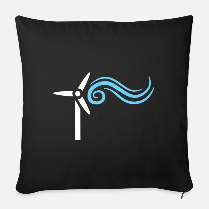 Windenergie Windräder Windrad - Sofakissenbezug 45 x 45 cm - Schwarz