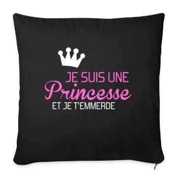 je suis une princesse et je t'emmerde - Housse de coussin décorative 45 x 45 cm - noir - Devant