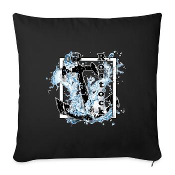 Rostock Anker Schriftzug | Yolo-Artwork - Sofakissenbezug 45 x 45 cm - Schwarz - Vorne
