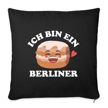 Ich bin ein Berliner Krapfen Doughnut - Sofakissenbezug 45 x 45 cm - Schwarz - Vorne