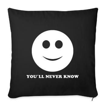 SMILE GRUSELY EVIL FUNNY FUNNY HUMOR IRONY (W) - Sofa pillowcase 17,3'' x 17,3'' (45 x 45 cm) - black - Front