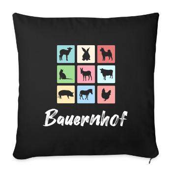 Bauernhof Tiere - Sofakissenbezug 45 x 45 cm - Schwarz - Vorne