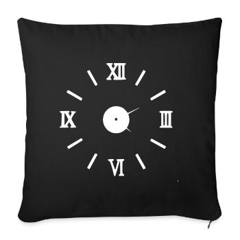 Roman characters clock - white - Sofa pillowcase 17,3'' x 17,3'' (45 x 45 cm) - black - Front