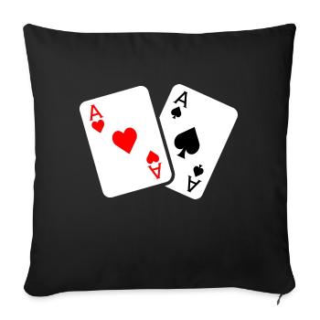 Jeu de cartes avec deux as - Housse de coussin décorative 45 x 45 cm - noir - Devant