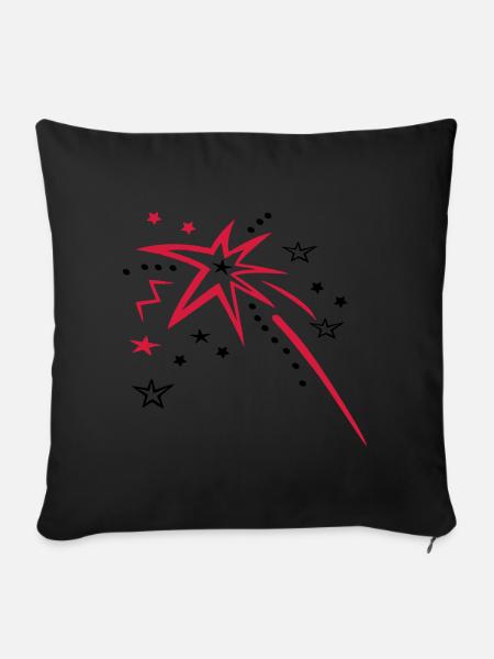 Feuerwerk mit vielen Sternen - Sofakissenbezug 45 x 45 cm - Schwarz