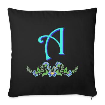 flower blue a - Sofa pillowcase 17,3'' x 17,3'' (45 x 45 cm) - black - Front