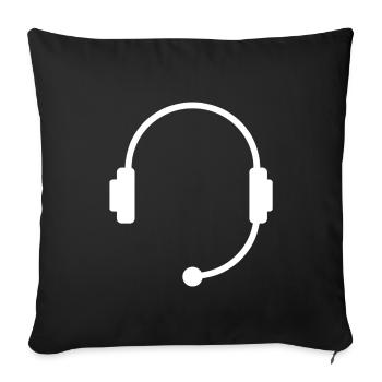Kopfhörer Ohrhörer Headset Geschenk - Sofakissenbezug 45 x 45 cm - Schwarz - Vorne