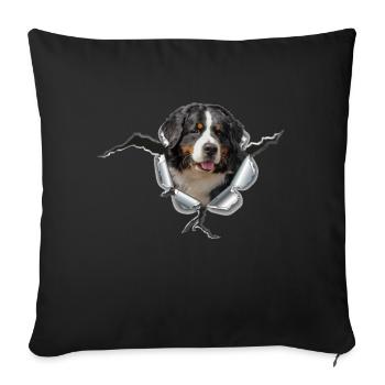 Berner Sennen Hund im *Metall-Loch* - Sofakissenbezug 45 x 45 cm - Schwarz - Vorne
