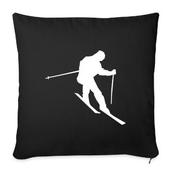 Silhouette de skieur - Housse de coussin décorative 45 x 45 cm - noir - Devant