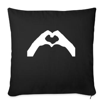 Heart hands hand sign love gift valentine day - Sofa pillowcase 17,3'' x 17,3'' (45 x 45 cm) - black - Front