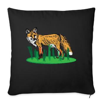 Renard rouge / Red Fox Design I - Housse de coussin décorative 45 x 45 cm - noir - Devant