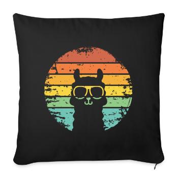 retro sunset llama llama alpaca stylish - Sofa pillowcase 17,3'' x 17,3'' (45 x 45 cm) - black - Front