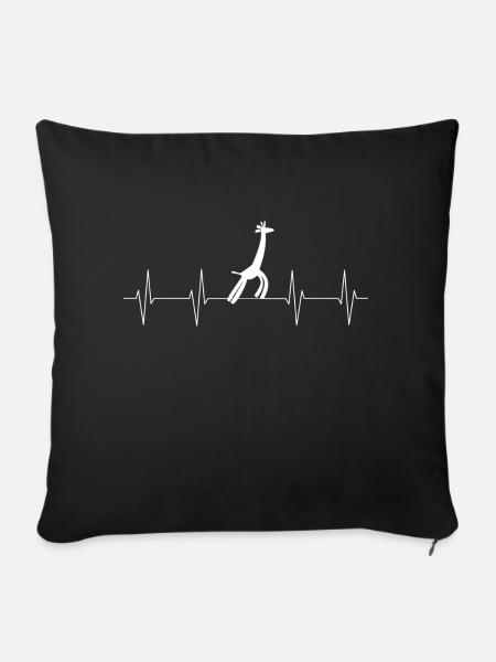 Giraffe EKG - Sofakissenbezug 45 x 45 cm - Schwarz