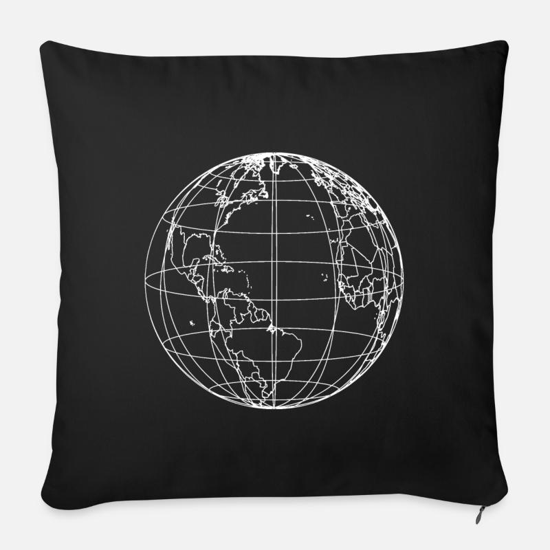 GLOBE silhouette outlines - Sofa pillowcase 17,3'' x 17,3'' (45 x 45 cm) - black