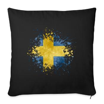 Drapeau de la Suède Splash Sweden Design - Housse de coussin décorative 45 x 45 cm - noir - Devant