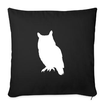 Hibou Owl cadeau silhouette noir blanc - Housse de coussin décorative 45 x 45 cm - noir - Devant
