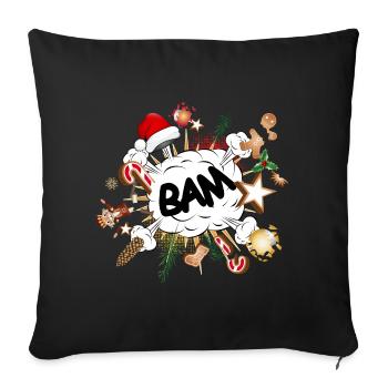 bulle comique drôle - temps de Noël stressant - Housse de coussin décorative 45 x 45 cm - noir - Devant