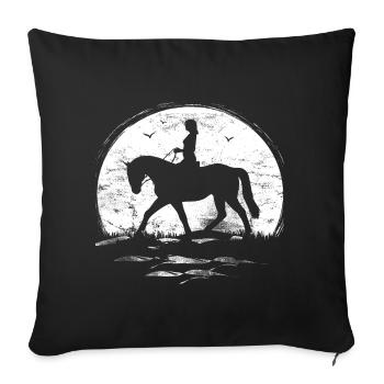 Sun - moon - riding - rider - horse - summer - Sofa pillowcase 17,3'' x 17,3'' (45 x 45 cm) - black - Front