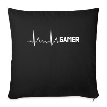 Pouls EKG de battement de cœur - Housse de coussin décorative 45 x 45 cm - noir - Devant