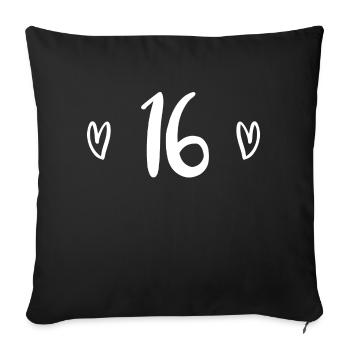 16 ans Cadeau d'anniversaire de 16 ans - Housse de coussin décorative 45 x 45 cm - noir - Devant