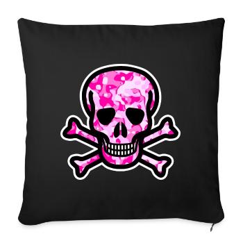 Skull Camouflage Tar pattern symbol pink pink - Sofa pillowcase 17,3'' x 17,3'' (45 x 45 cm) - black - Front