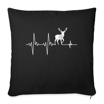 Hirsch Herzschlag Jäger Jagd Rotwild - Sofakissenbezug 45 x 45 cm - Schwarz - Vorne