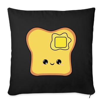 cute smiling butter toast, sweet butter toast - Sofa pillowcase 17,3'' x 17,3'' (45 x 45 cm) - black - Front
