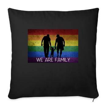 We are Family - Rainbow Family- 2 papas Dads - Sofa pillowcase 17,3'' x 17,3'' (45 x 45 cm) - black - Front