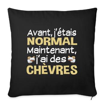Chèvre animal. Chèvres berger. Cadeau humour - Housse de coussin décorative 45 x 45 cm - noir - Devant