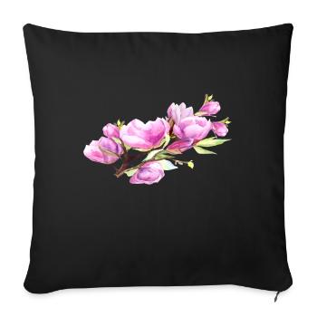 Magnolia Printemps Fleur Été - Housse de coussin décorative 45 x 45 cm - noir - Devant