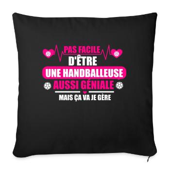 une handballeuse géniale humour handball - Housse de coussin décorative 45 x 45 cm - noir - Devant