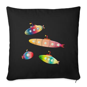 quatre sous-marins colorés magiques avec des hublots - Housse de coussin décorative 45 x 45 cm - noir - Devant
