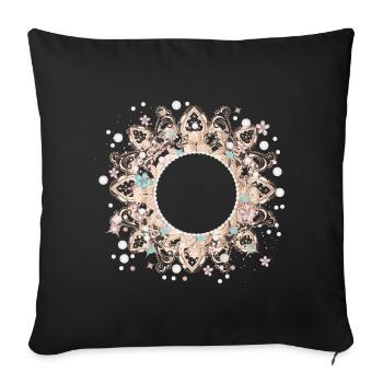 cadre imaginatif en dentelle délicate - Housse de coussin décorative 45 x 45 cm - noir - Devant