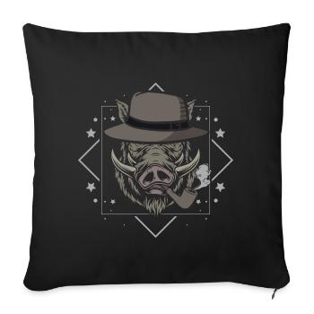 Geiler Keiler Wildschwein Jäger Wildschweinjagd - Sofakissenbezug 45 x 45 cm - Schwarz - Vorne