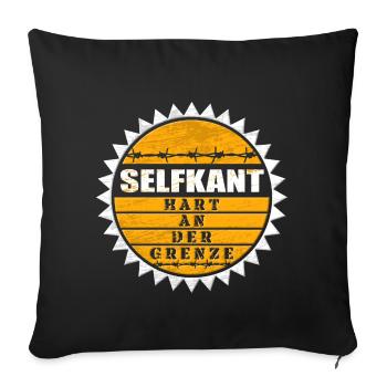 Selfkant - hart an der Grenze - Sofakissenbezug 45 x 45 cm - Schwarz - Vorne