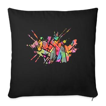 Graffiti-Stil Splash Hip Hop Farben Malfarbe - Sofakissenbezug 45 x 45 cm - Schwarz - Vorne