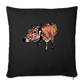 Braunvieh (DDP, dairy cow, comic style) - Sofa pillowcase 17,3'' x 17,3'' (45 x 45 cm) - black - Front
